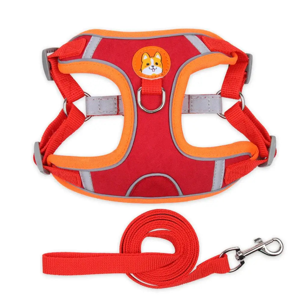 Adjustable Reflective Dog Harness Leash Set