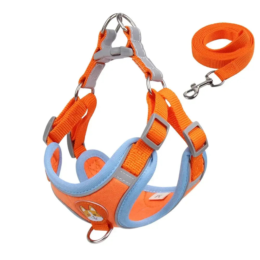 Adjustable Reflective Dog Harness Leash Set