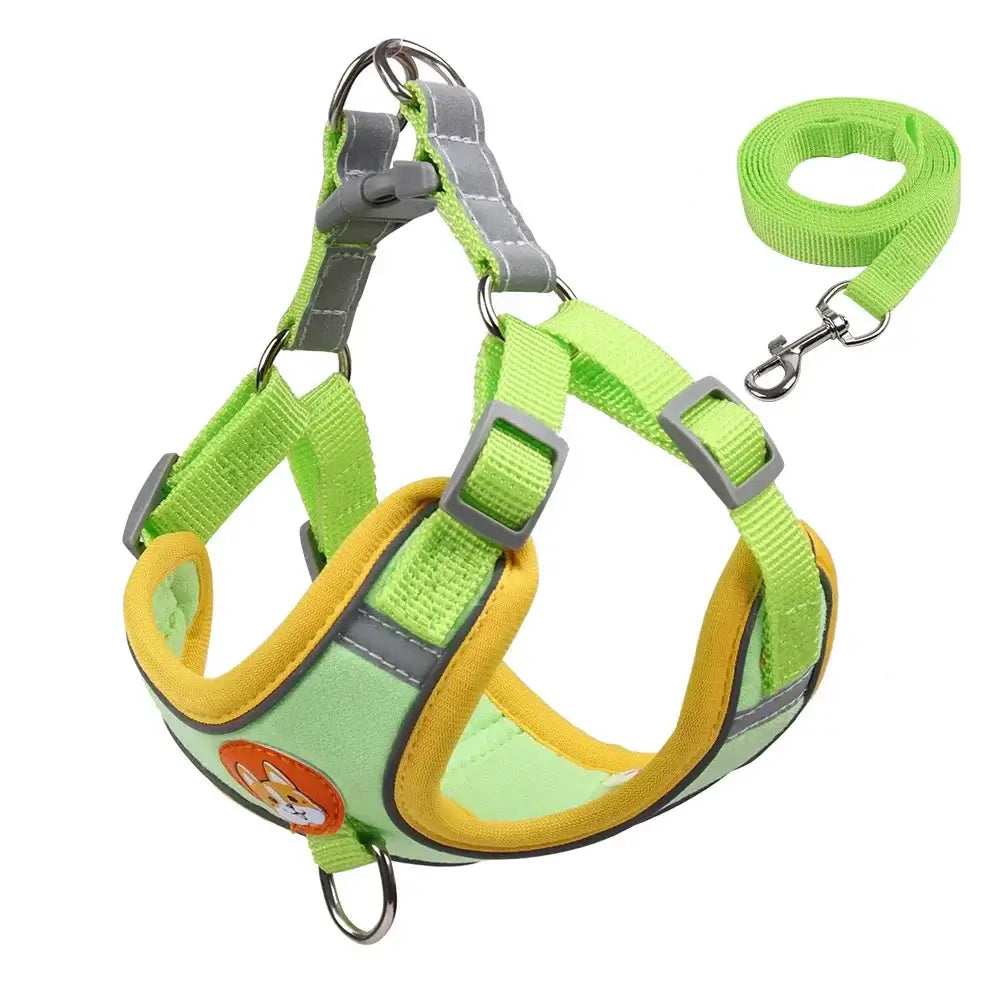 Adjustable Reflective Dog Harness Leash Set