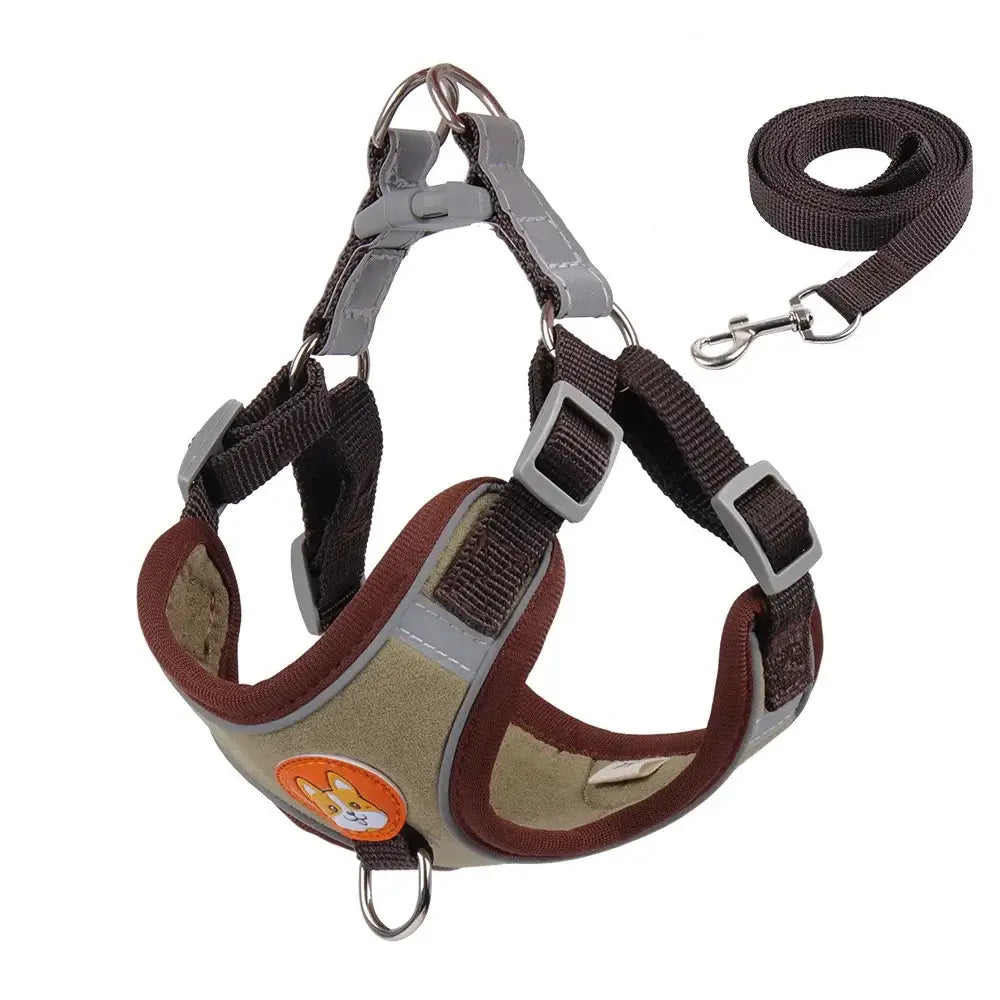 Adjustable Reflective Dog Harness Leash Set