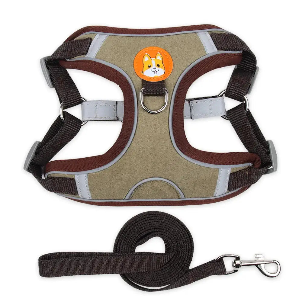 Adjustable Reflective Dog Harness Leash Set