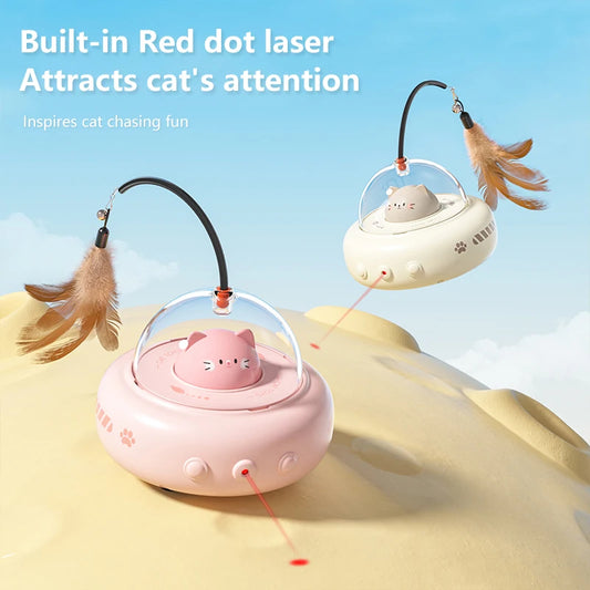 Smart UFO Cat Toy: Bell & Feather Fun