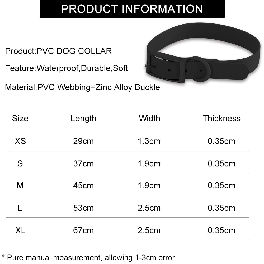 Universal Waterproof Dog Collars With Zinc Alloy Buckle PVC Rubber for Medium Small Dog Collar for Cats - Tailrific Pets