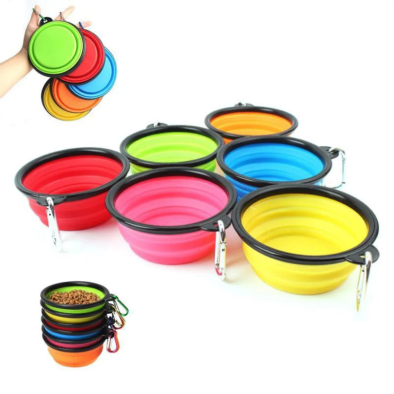 Folding Portable Silicone Dog Feeder Bowl 2-in-1 - Tailrific Pets