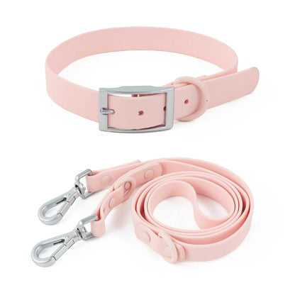 Light Pink Dog Collar Harness Double Leash Set - Tailrific Pets