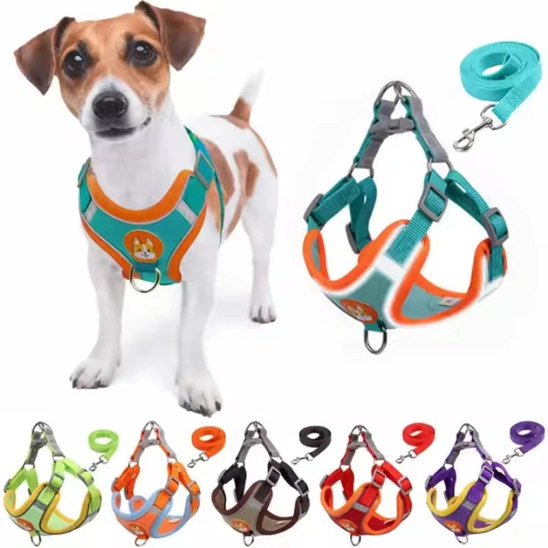 Adjustable Reflective Dog Harness Leash Set - Tailrific Pets