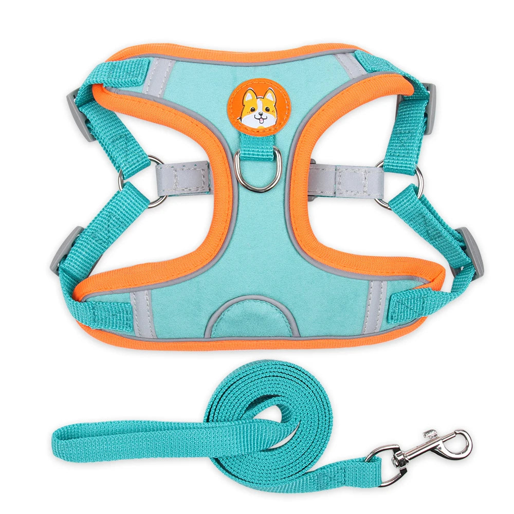 Adjustable Reflective Dog Harness Leash Set - Tailrific Pets