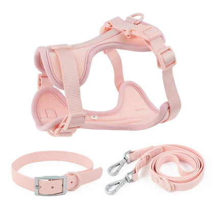 Light Pink Dog Collar Harness Double Leash Set - Tailrific Pets